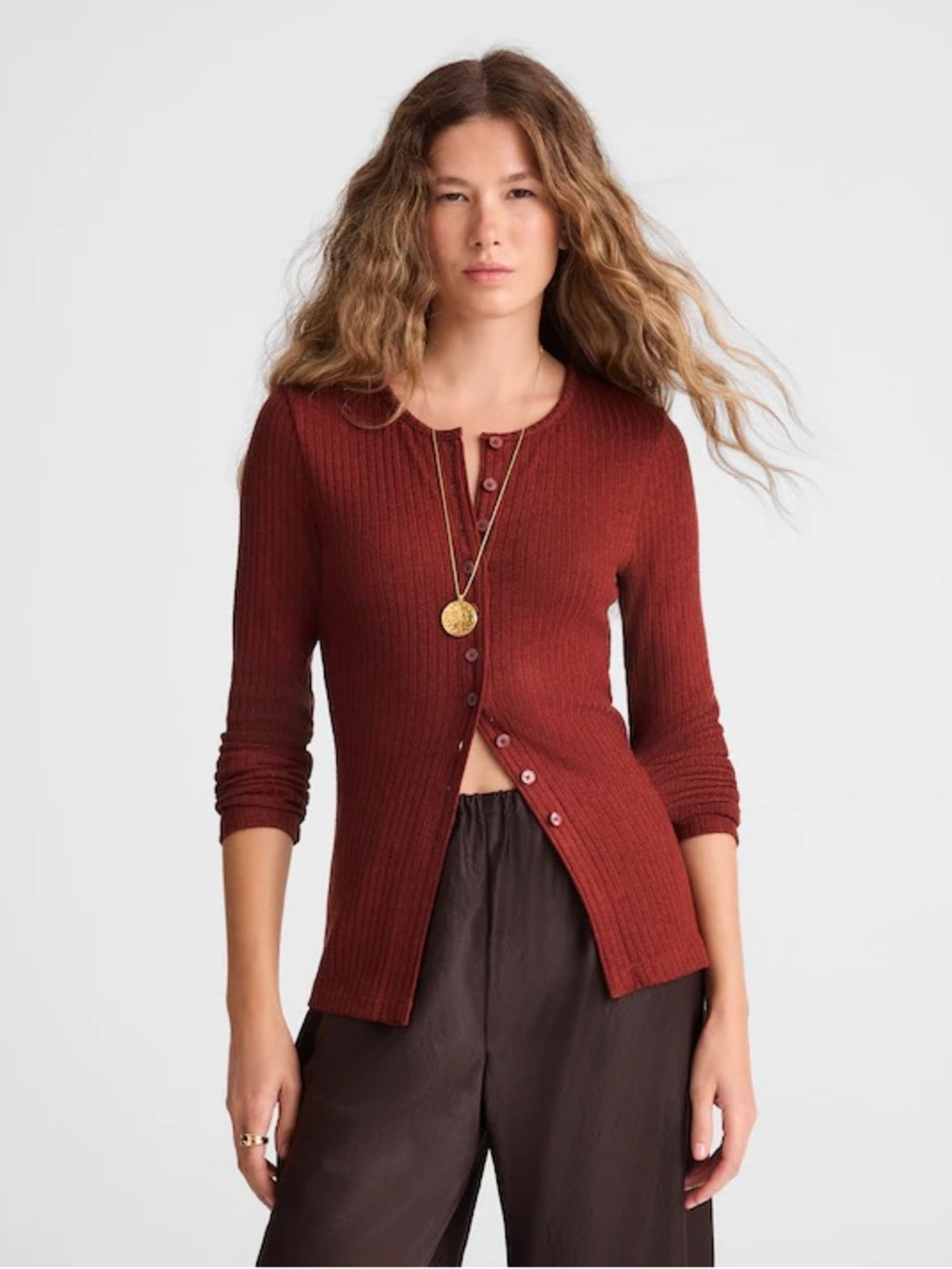 Madewell Textural Cutaway Crewneck Cardigan